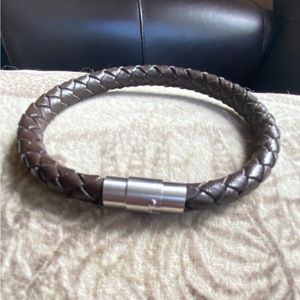 Brown Braided Leather Bracelet